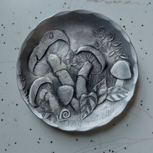 Silver Decorative Plate with Botanical Design